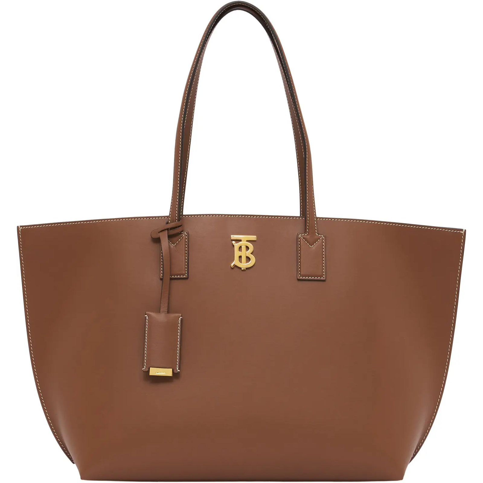NEW Burberry Medium Soft TB Monogram Leather Tote Tan Brown