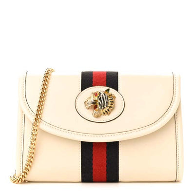Gucci Rajah Web Stripe Crossbody Bag Small Red in Leather with