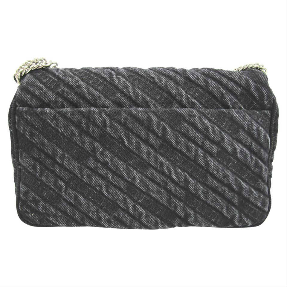 Balenciaga Bb Chain Wallet Destroyed Blue Denim Cross Body Bag