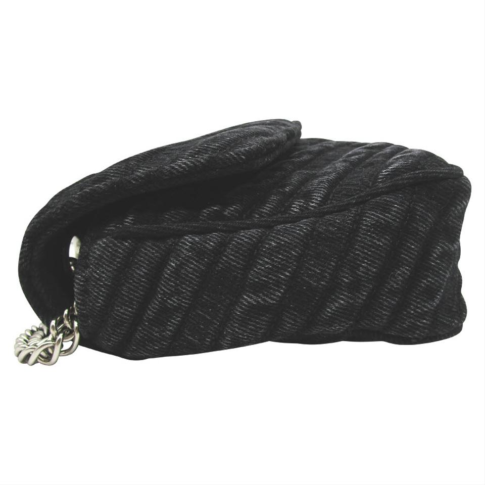 Balenciaga Bb Chain Wallet Destroyed Blue Denim Cross Body Bag