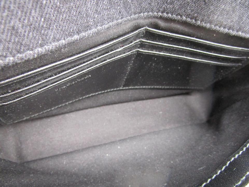 Balenciaga Bb Chain Wallet Destroyed Blue Denim Cross Body Bag