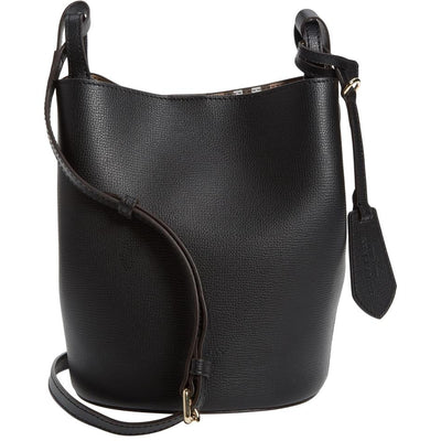 Burberry Bucket Haymarket House Check Small Lorne Black Leather Shoulder Bag