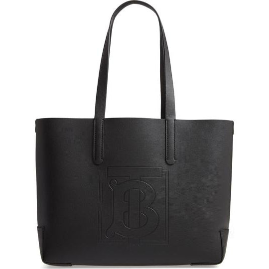 Burberry Embossed Monogram Black Leather Tote