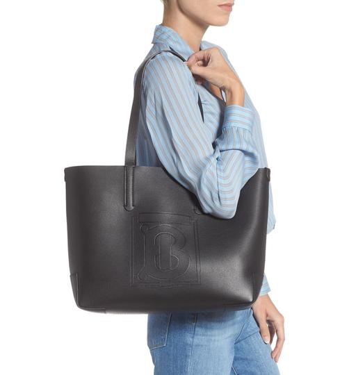 Burberry Embossed Monogram Black Leather Tote