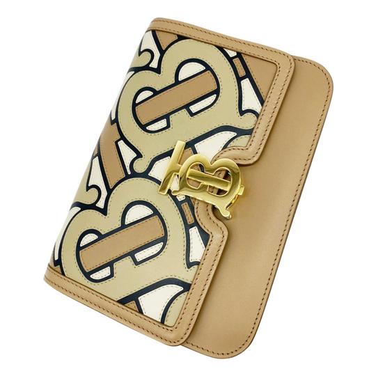 Burberry London Tb Pieced Monogram Beige Leather Shoulder Bag
