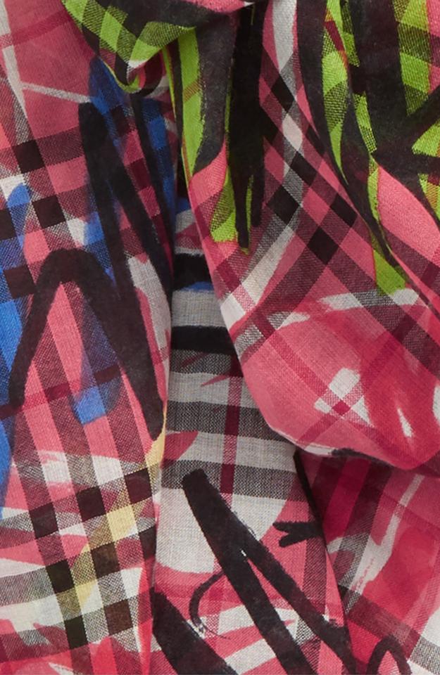 Burberry Pink Vintage Check Wool Silk Oblong Blossom Scarf/Wrap