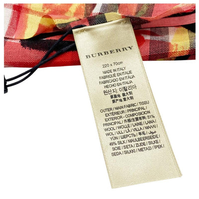 Burberry Pink Vintage Check Wool Silk Oblong Blossom Scarf/Wrap