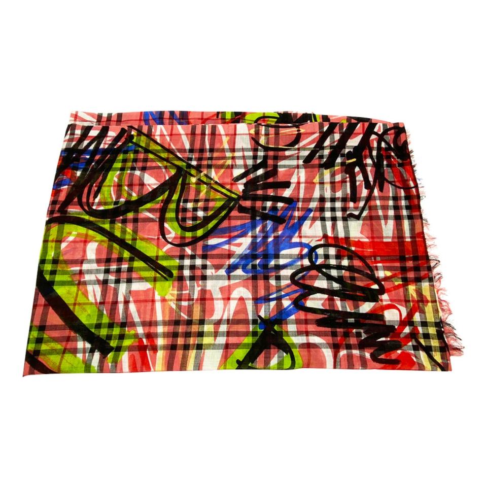 Burberry Pink Vintage Check Wool Silk Oblong Blossom Scarf/Wrap