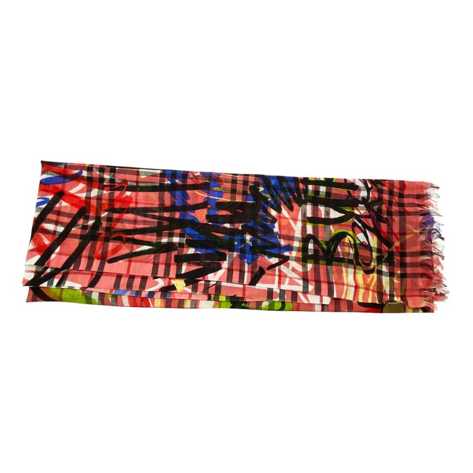 Burberry Pink Vintage Check Wool Silk Oblong Blossom Scarf/Wrap