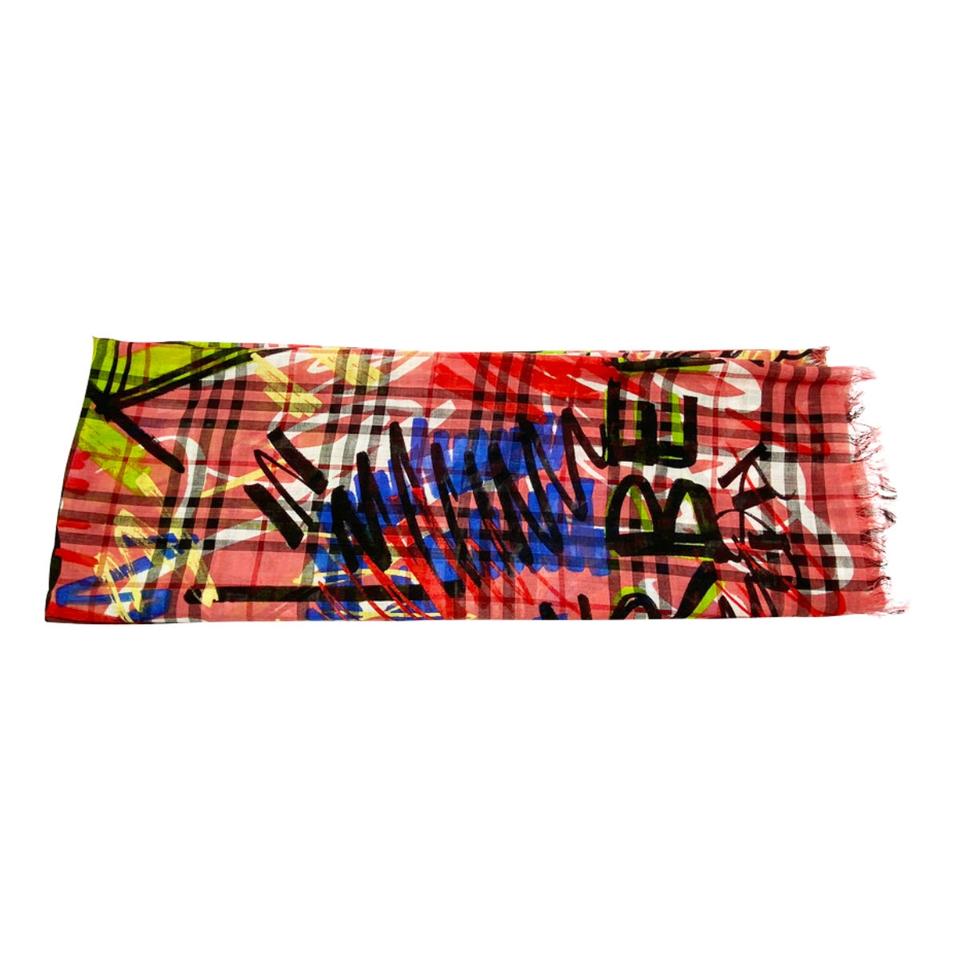 Burberry Pink Vintage Check Wool Silk Oblong Blossom Scarf/Wrap