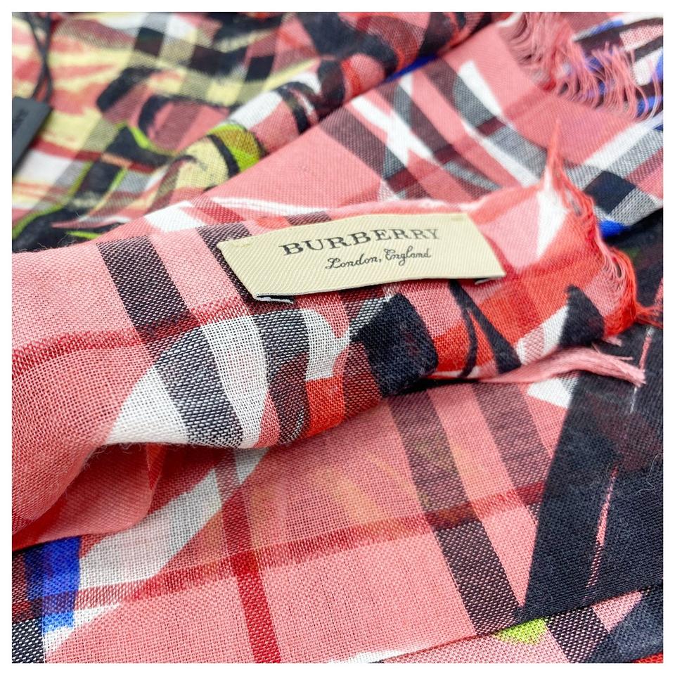 Burberry Pink Vintage Check Wool Silk Oblong Blossom Scarf/Wrap