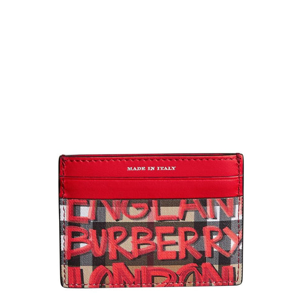 Burberry Red Graffiti Sandon Leather Card Case Retail Wallet - MyDesignerly