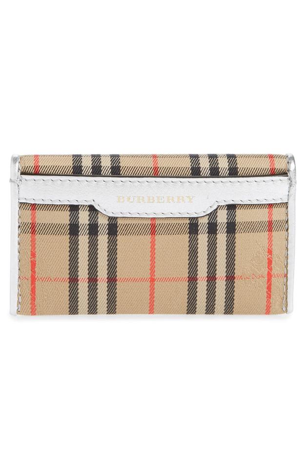 Burberry Silver Small 1983 Check Envelope Card Case Wallet