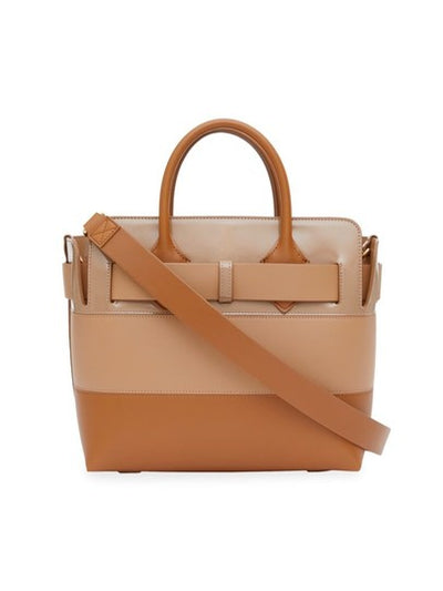 Burberry Small Belt Colorblock Satchel Brown Leather Tote