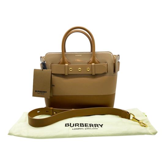 Burberry Small Belt Colorblock Satchel Brown Leather Tote
