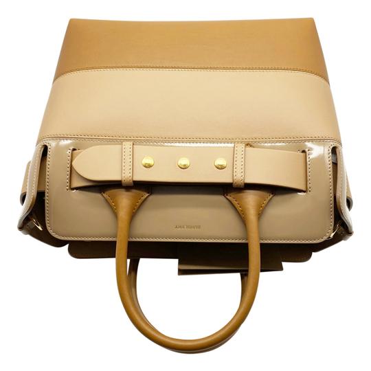 Burberry Small Belt Colorblock Satchel Brown Leather Tote
