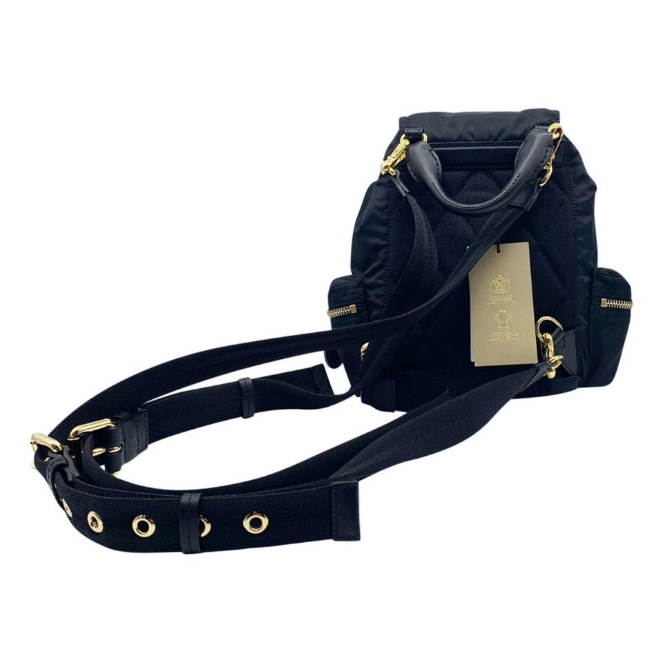 burberry leather trim technical backpack Burberry Small Rucksack Technical & Leather Black Nylon Backpack