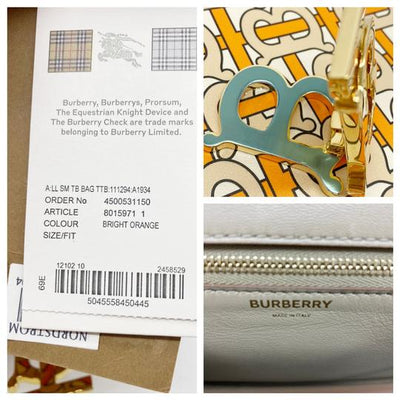 Burberry Tb Monogram Bright Orange Beige Leather Shoulder Bag