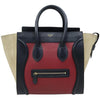 Celine Luggage Smooth Suede Mini Burgundy Rust Tricolor Calfskin Leather Tote