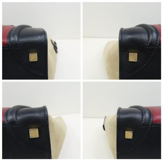 Celine Luggage Smooth Suede Mini Burgundy Rust Tricolor Calfskin Leather Tote