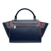 Céline Trapeze Small Calf Piping Blue Leather Shoulder Bag