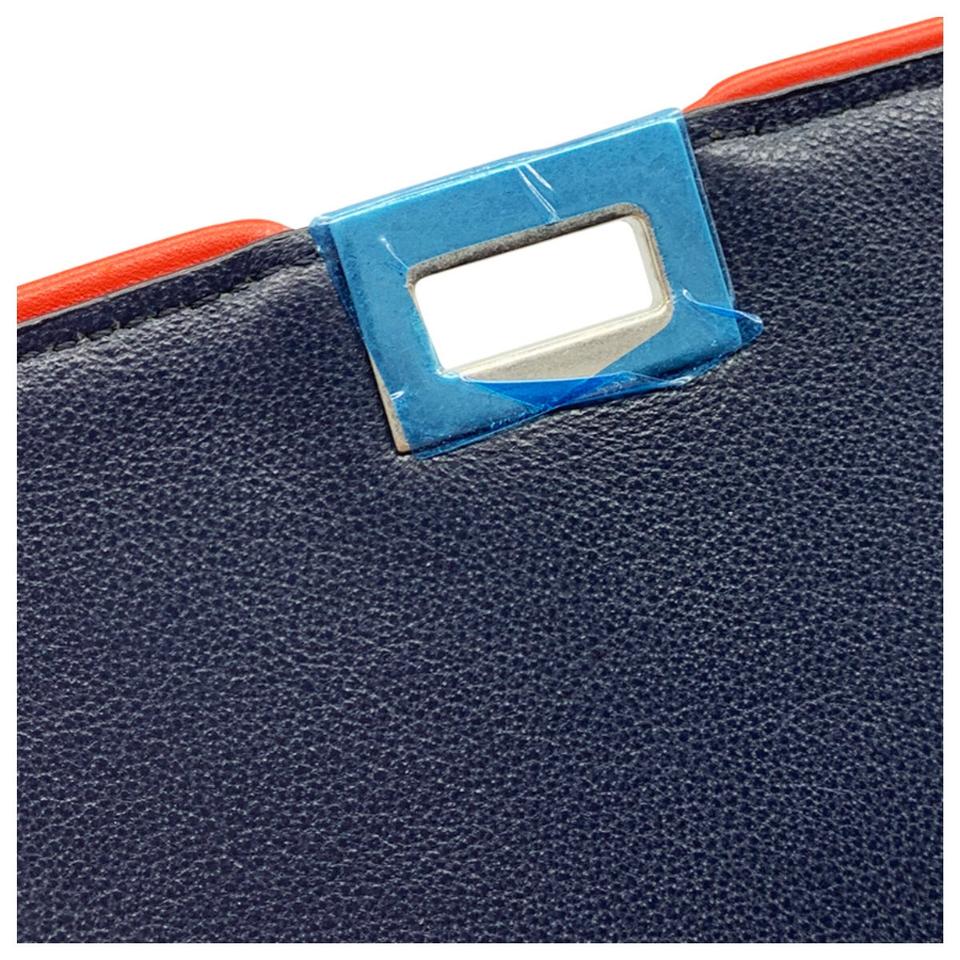 Céline Trapeze Small Calf Piping Blue Leather Shoulder Bag