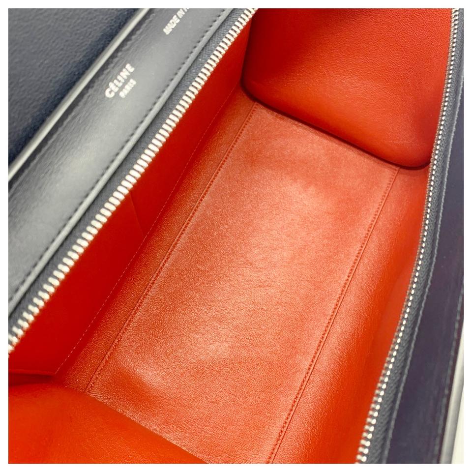 Céline Trapeze Small Calf Piping Blue Leather Shoulder Bag