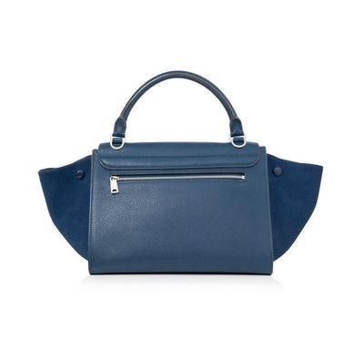 Céline Trapeze Small Grained Petrol Blue Leather Shoulder Bag