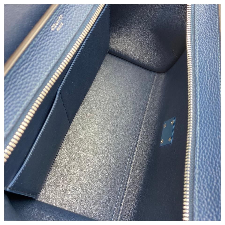 Céline Trapeze Small Grained Petrol Blue Leather Shoulder Bag