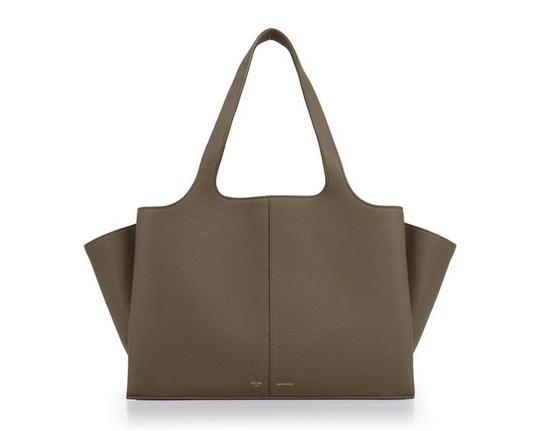 Celine Tri-Fold Baby Grained Calfskin Medium Souris Brown Leather Tote