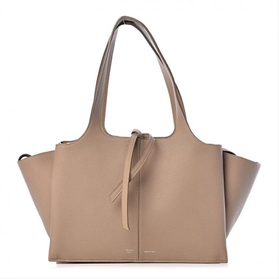 Céline Tri-Fold Baby Grained Calfskin Small Beige Leather Tote