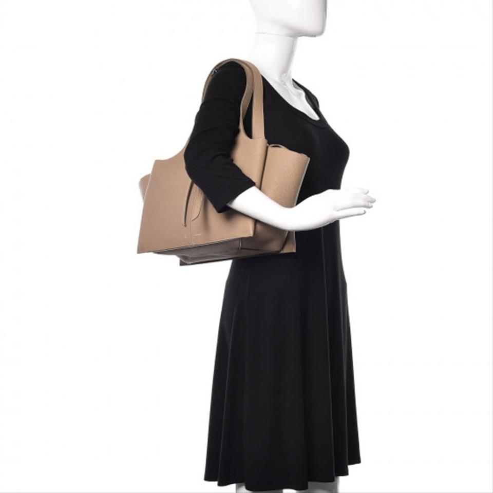 Céline Tri-Fold Baby Grained Calfskin Small Beige Leather Tote