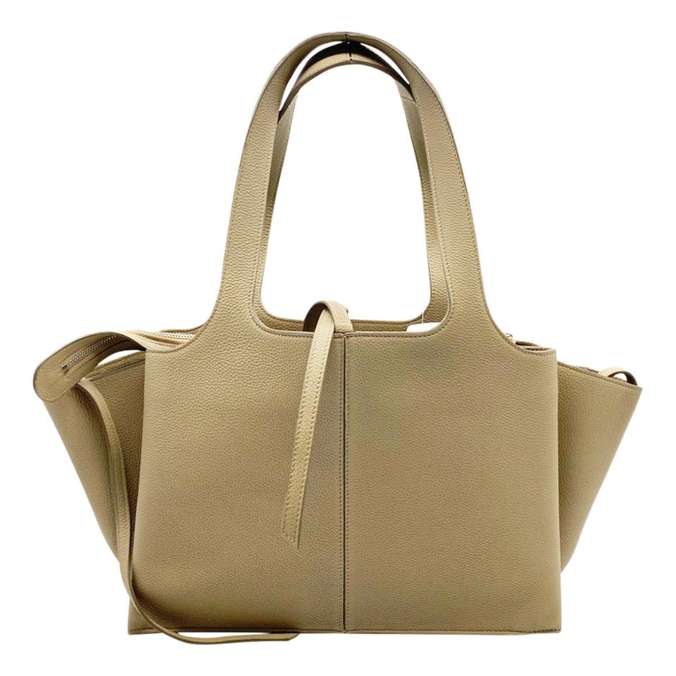 Céline Tri-Fold Baby Grained Calfskin Small Beige Leather Tote