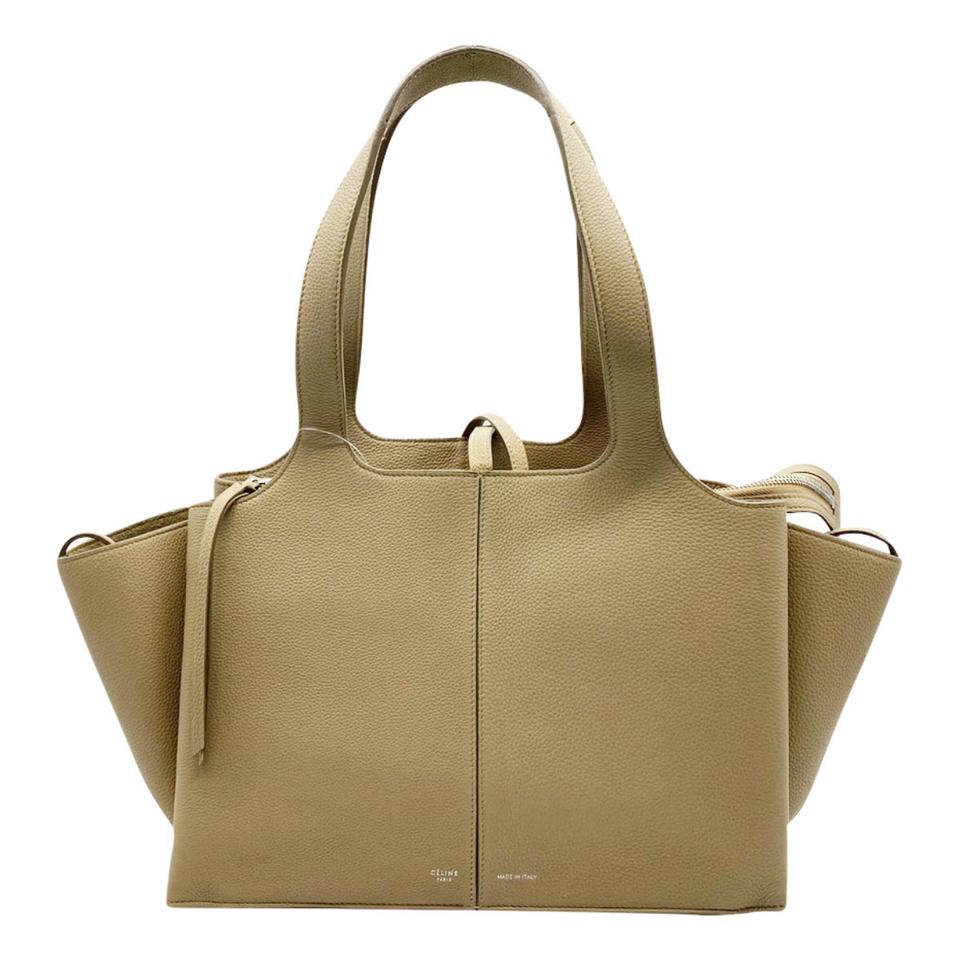 Céline Tri-Fold Baby Grained Calfskin Small Beige Leather Tote
