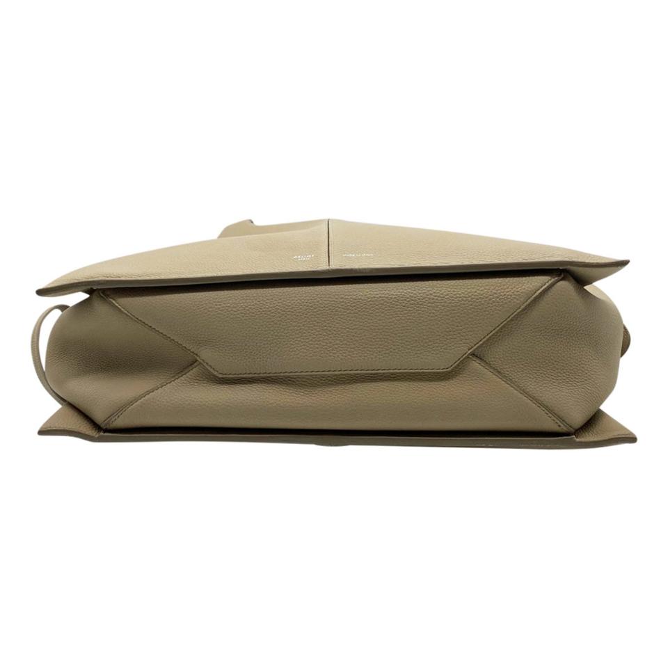 Céline Tri-Fold Grained Calfskin Medium Beige Leather Shoulder Bag