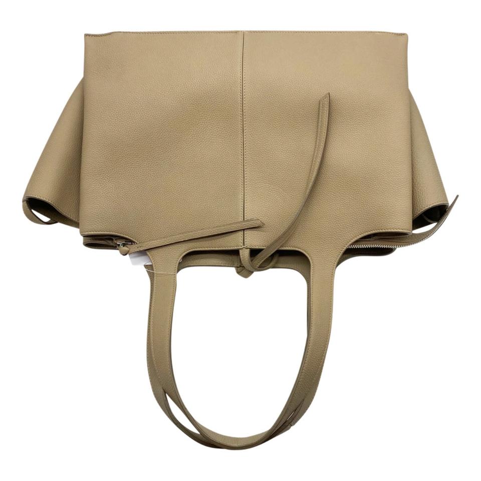 Céline Tri-Fold Grained Calfskin Medium Beige Leather Shoulder Bag