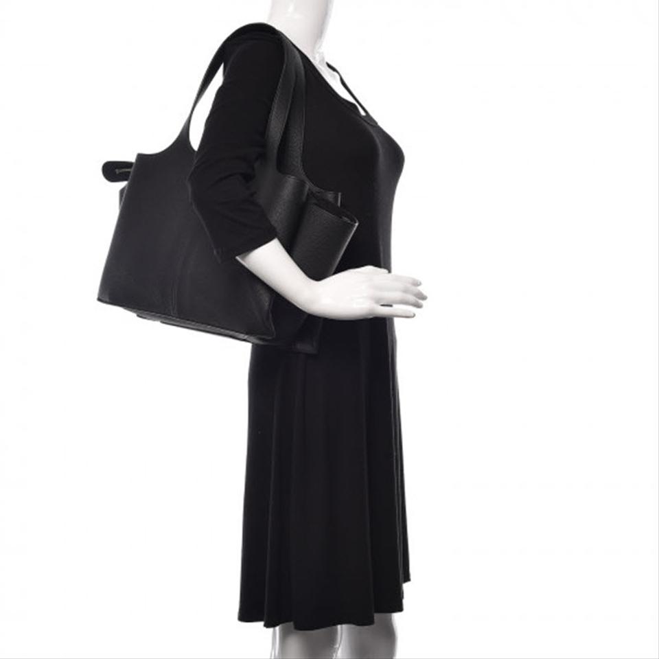 Céline Tri-Fold Medium Baby Grained Black Leather Shoulder Bag