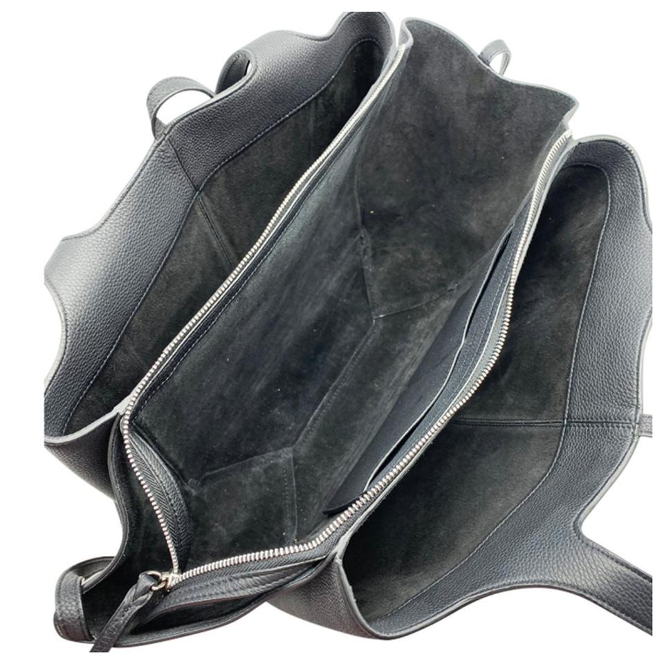 Céline Tri-Fold Medium Baby Grained Black Leather Shoulder Bag