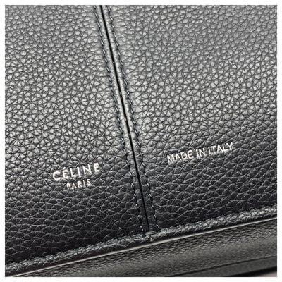 Céline Tri-Fold Medium Baby Grained Black Leather Shoulder Bag