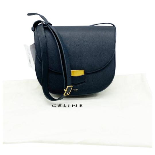 Céline Trotteur Medium Compact Grained Calfskin Cross Body Black Leather Shoulder Bag
