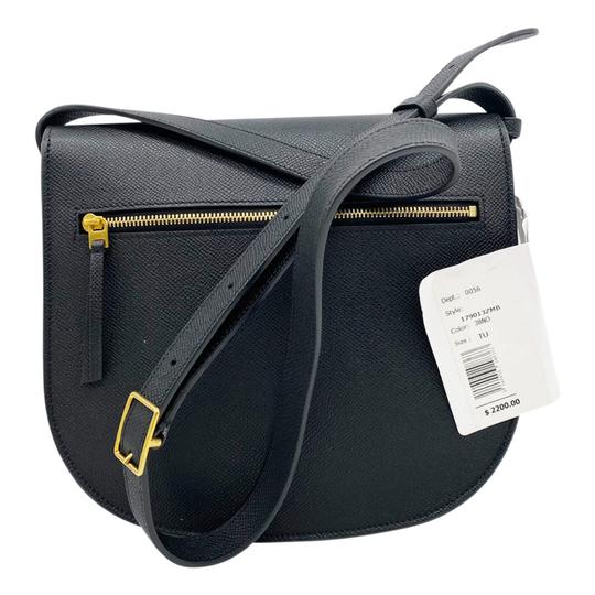 Céline Trotteur Medium Compact Grained Calfskin Cross Body Black Leather Shoulder Bag