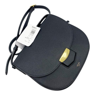 Céline Trotteur Medium Compact Grained Calfskin Cross Body Black Leather Shoulder Bag