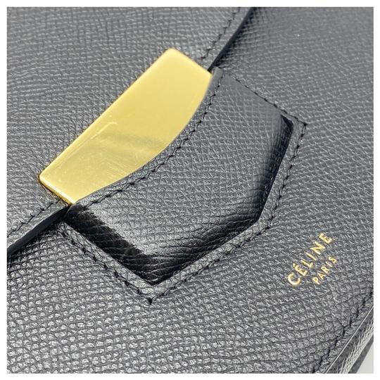 Céline Trotteur Medium Compact Grained Calfskin Cross Body Black Leather Shoulder Bag