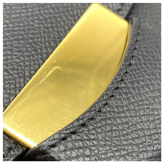 Céline Trotteur Medium Compact Grained Calfskin Cross Body Black Leather Shoulder Bag