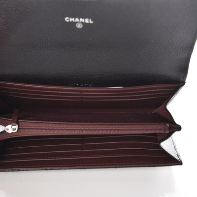 Chanel Black Caviar Quilted Large Gusset Flap Wallet