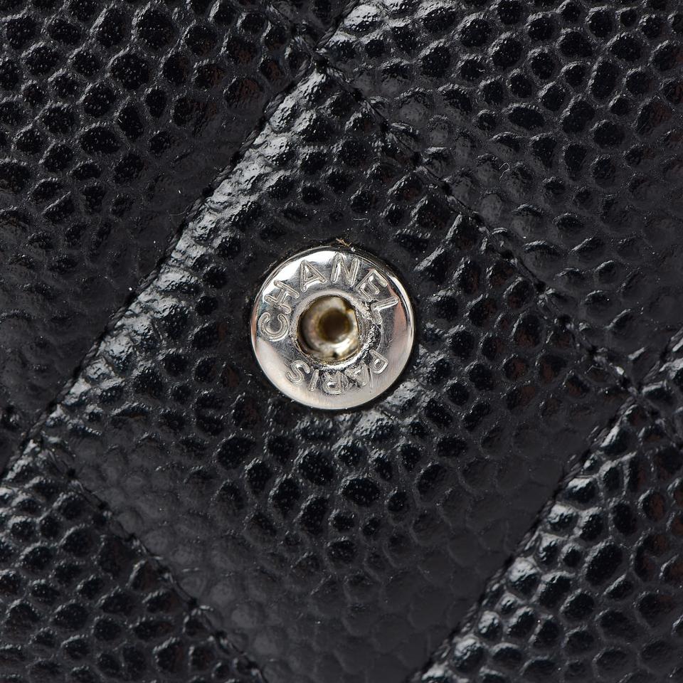 Chanel Black Caviar Quilted Large Gusset Flap Wallet