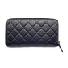 Chanel Black Lambskin Quilted Large Gusset Zip Around Wallet