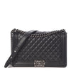 Chanel Boy Quilted New Medium Flap Black Lambskin Leather Cross Body Bag