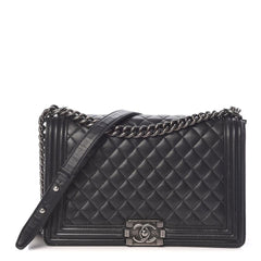 Chanel Boy Quilted New Medium Flap Black Lambskin Leather