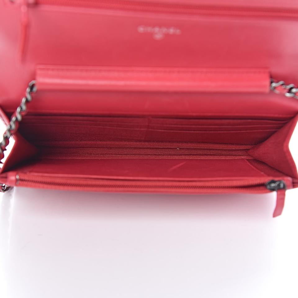Chanel Boy Wallet on Chain Calfskin Quilted Woc Red Leather Shoulder Bag